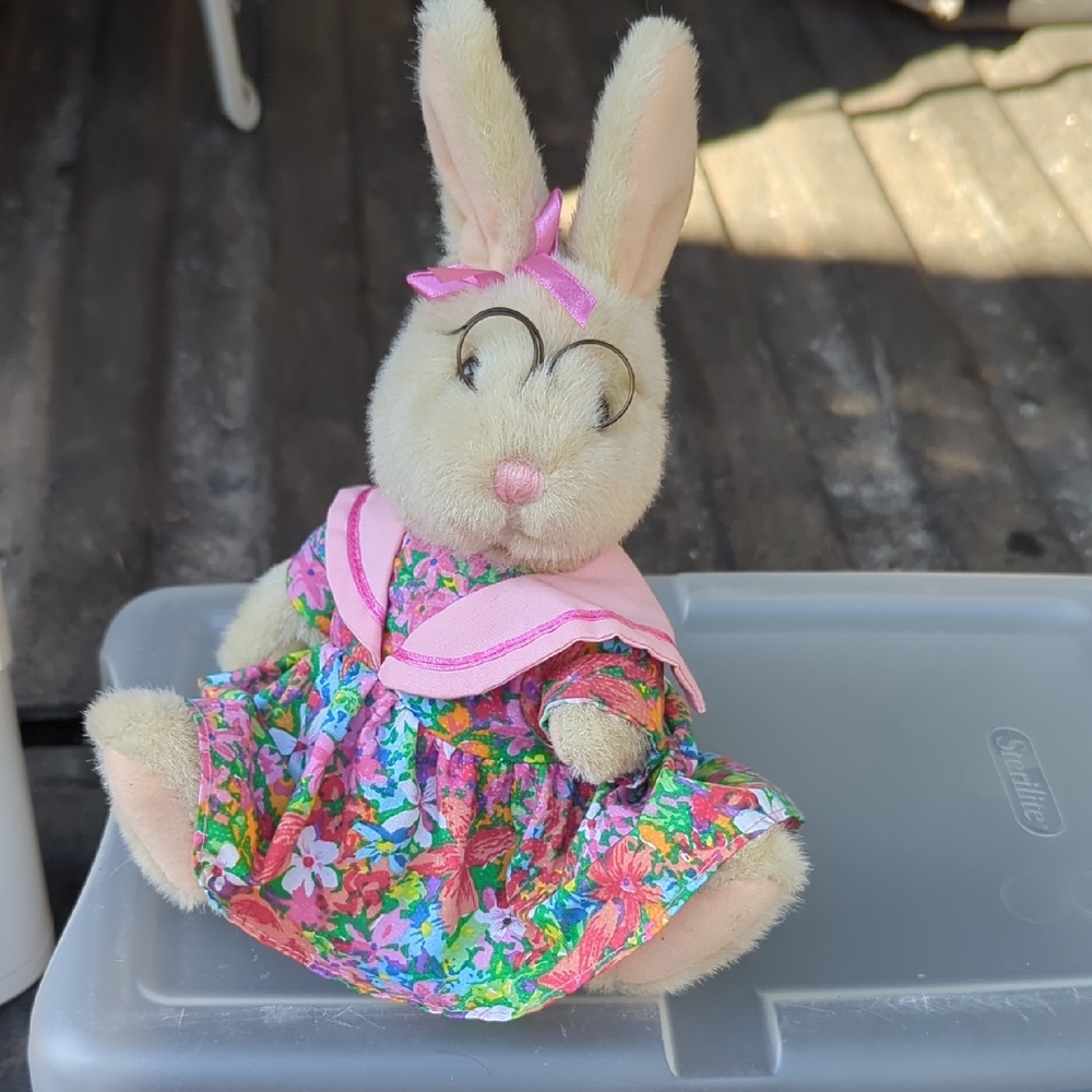Floral Dress Bunny Plush